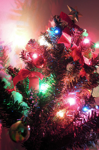 ライトアップしたクリスマスツリー