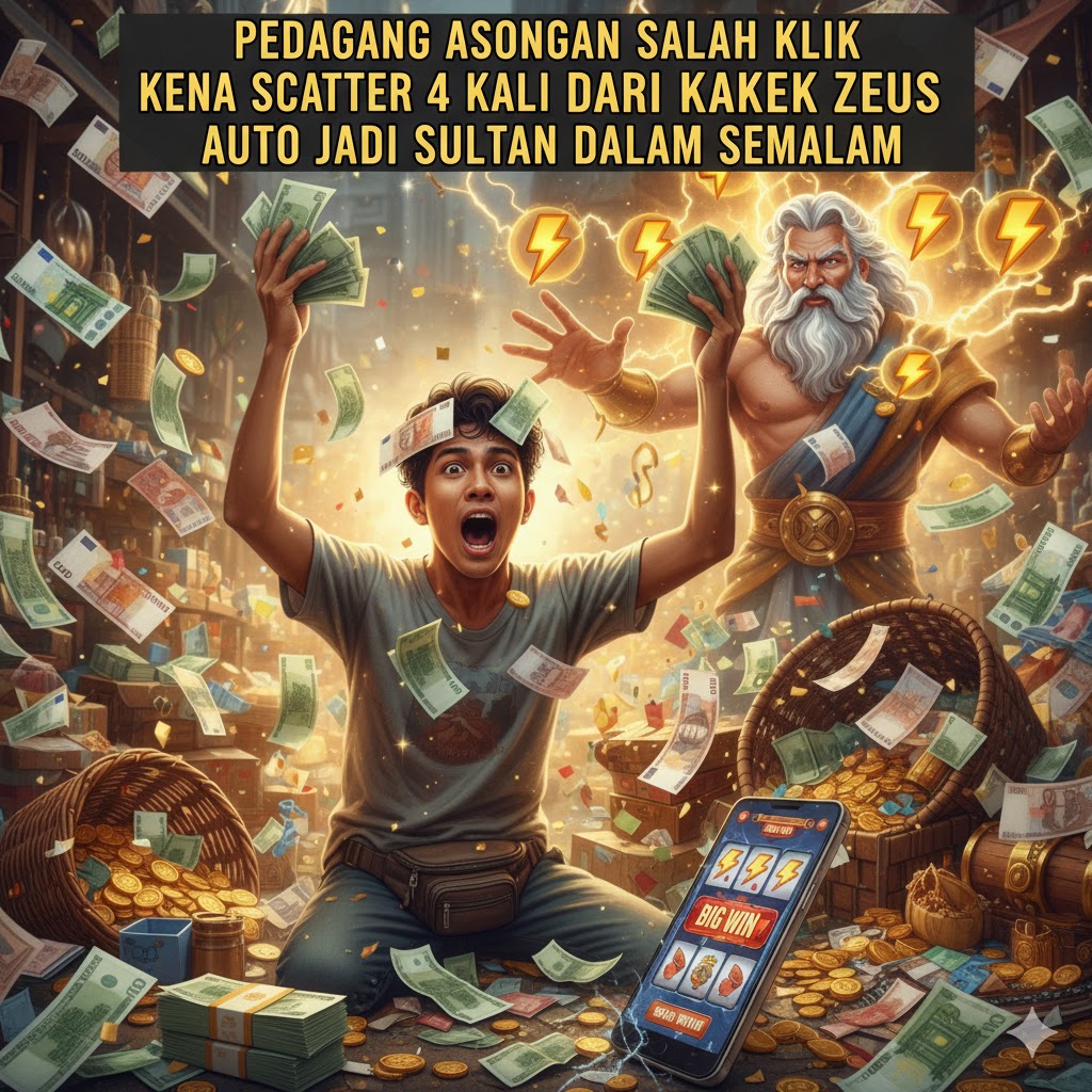 Pedagang Asongan Salah Klik Kena Scatter 4 Kali dari Kakek Zeus Auto Jadi Sultan dalam Semalam